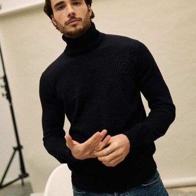 Men's navy blue turtleneck sweater