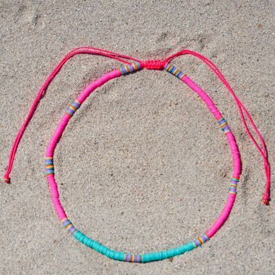 Heishi Necklace STAY WILD bead 4 mm - Pink combination