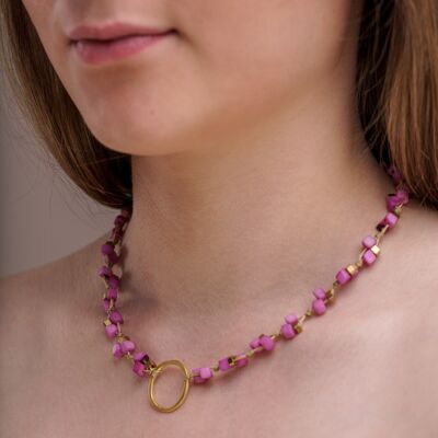 Dainty Tagua Necklace - Pink