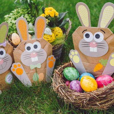 Dragón de papel 12 bolsas de conejito de Pascua DIY - Bolsas de regalo coloridas para Pascua para llenar - Primavera - para envolver regalos para niños y adultos 1