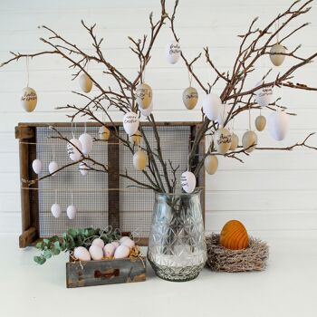 12 oeufs de Pâques en papier mâché marron | Décoration de Pâques classique pour branches et arrangements de Pâques | Oeufs à peindre et écrire sur 4x6 cm | Pâques 2021 1