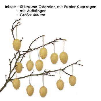 12 oeufs de Pâques en papier mâché marron | Décoration de Pâques classique pour branches et arrangements de Pâques | Oeufs à peindre et écrire sur 4x6 cm | Pâques 2021 5