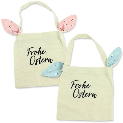 2 sacs en jute avec oreilles | Nid de Pâques alternatif au design de lapin de Pâques | emballage cadeau de haute qualité et réutilisable | Panier de Pâques à remplir | ensemble 3