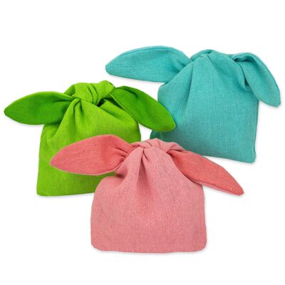 3 sacos de yute con orejas | Nido de Pascua alternativo en diseño de conejito de Pascua | alta calidad y reutilizable | Cesta de Pascua para llenar | conjunto 2