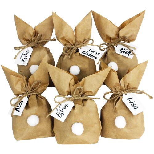 Papierdrachen 12 Osterhasen zum selber Basteln und Befüllen - Kreatives Geschenk zu Ostern mit 12 Papiertüten, Kordel und Pompons - Vintage 2020