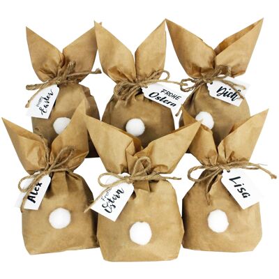 Cometa de papel 12 conejitos de Pascua para hacer y rellenar tú mismo - Regalo creativo para Pascua con 12 bolsas de papel, cordón y pompones - Vintage 2020