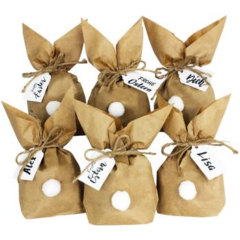 Cerf-volant en papier 12 lapins de Pâques à fabriquer et à remplir soi-même - Cadeau créatif pour Pâques avec 12 sacs en papier, cordon et pompons - Millésime 2020 1