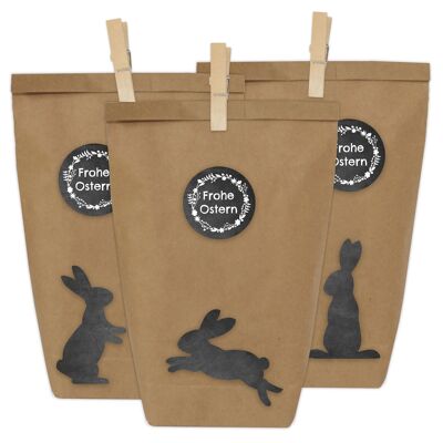 Cerf-volant en papier 12 sacs cadeaux de Pâques bricolage pour l'artisanat - Nid de Pâques créatif avec 12 sacs en papier et autocollants de lapin de Pâques - Design 1