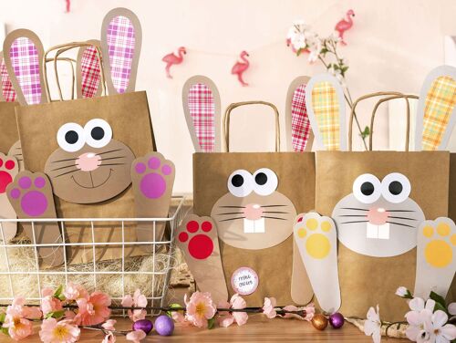 Papierdrachen DIY Osternester für Kinder mit Osterhasen in orange pink lila - Ostergeschenke für Kinder und Erwachsene - Osterdeko - Ostern