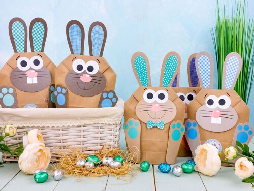 Papierdrachen 12 DIY Osterhasen Tüten - Bunte Geschenktüten zu Ostern zum selber Befüllen - Frühling – zum Verpacken von Geschenken für Kinder und Erwachsene 4