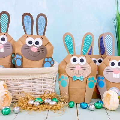 Cerf-volant en papier 12 sacs lapin de Pâques bricolage - sacs cadeaux colorés pour Pâques à remplir soi-même - printemps - pour emballer des cadeaux pour enfants et adultes 4