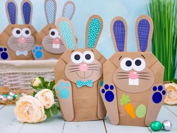 Cerf-volant en papier 12 sacs lapin de Pâques bricolage - sacs cadeaux colorés pour Pâques à remplir soi-même - printemps - pour emballer des cadeaux pour enfants et adultes 4 2