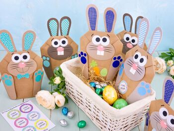 Cerf-volant en papier 12 sacs lapin de Pâques bricolage - sacs cadeaux colorés pour Pâques à remplir soi-même - printemps - pour emballer des cadeaux pour enfants et adultes 4 3