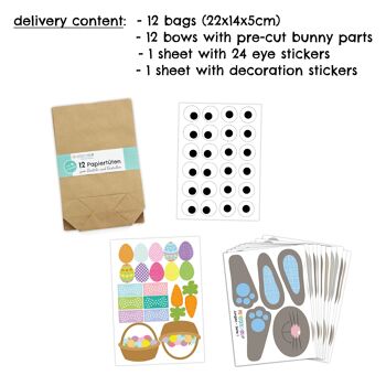 Cerf-volant en papier 12 sacs lapin de Pâques bricolage - sacs cadeaux colorés pour Pâques à remplir soi-même - printemps - pour emballer des cadeaux pour enfants et adultes 4 5
