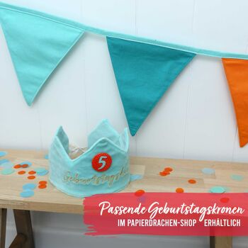 Chaîne fanion comme décoration de chambre d'enfant | Fanion de 3m chacun 16x18cm 12 pièces | Menthe Orange | Drapeau Guirlande Anniversaire Enfant Décoration Set 3 5