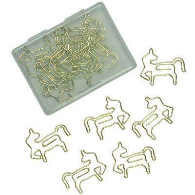 15 golden metal paper clips for bullet journals and notebooks - cute paper clips for home office and university - unicorn motif - set 2
