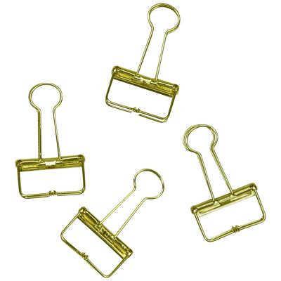 4 goldene Metall Büroklammern für Bullet Journals und Notizbücher - süße Papier Clips für Home Office und Uni - Motiv Gold - Set 6