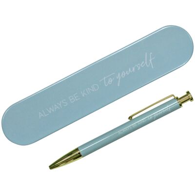 High-quality ballpoint pen in a gift box - ideal gift idea for starting university - mint - for women and men - printed with a motivating slogan - Set No. 3