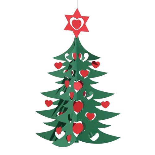 Christmas Tree, hearts, large, green