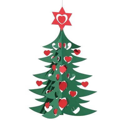 Árbol de Navidad, corazones, grande, verde