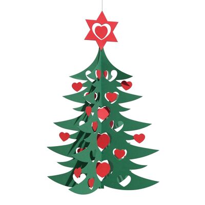 Christmas Tree, hearts, large, green