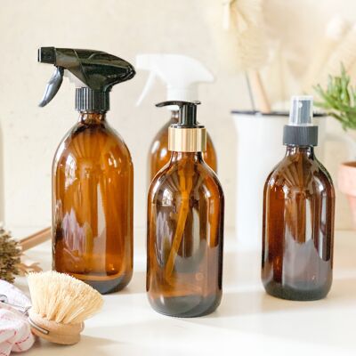 Burette bottle 300 ml recycled amber glass spray pump