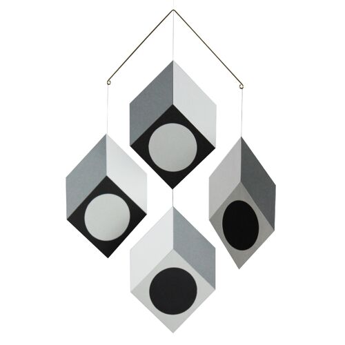 Cubillusion Mobile 4, Grey, hanging paper art