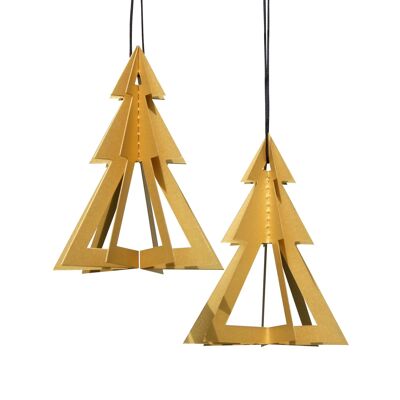 Geometrees, 2 pcs, gold, paper ornament