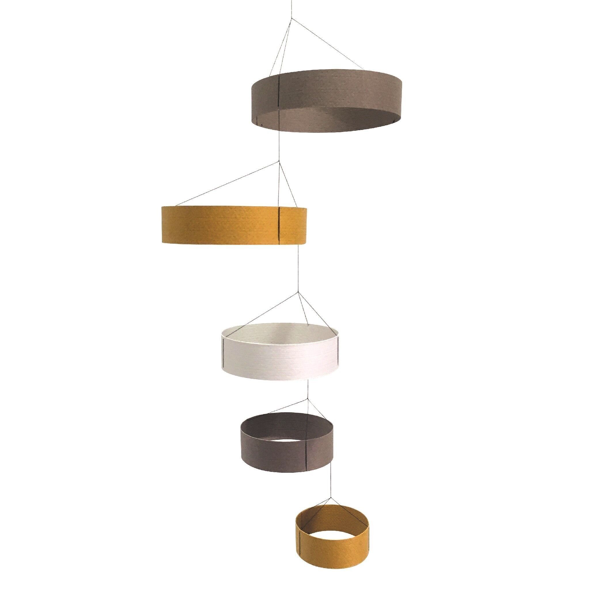 Circulos Mobile, amarillo, arte de papel colgante