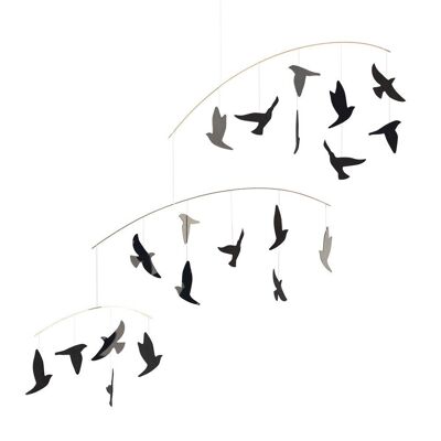 Black Sun, large, decorative mobile, hanging art
