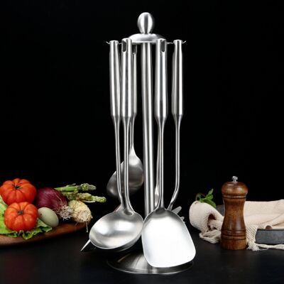 Culina - Pfannenwender-Set mit Halter (7-teilig) - Silber