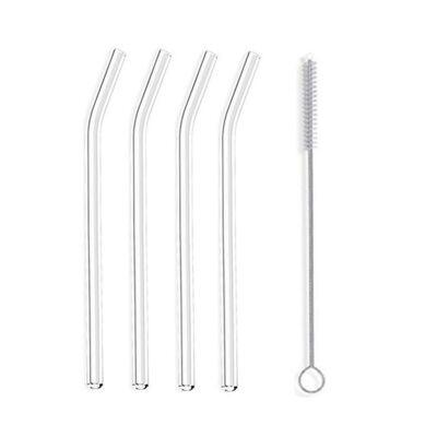 Handmade Glass Straw Sample Set - Curved (4 pieces)