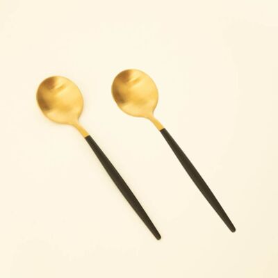 Caffe Duo - Luxury Coffee Spoons - Set of 6 - Black-Gold