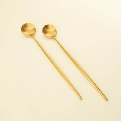 Longo - Long Coffee and Dessert Spoons - Set of 4 - Gold