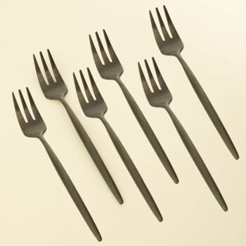 Pasticci - Fourchettes à Pâtisserie de Luxe - Lot de 6 - Noir 1