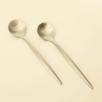 Corto - Luxury Dessert Spoons - Set of 6 - Silver
