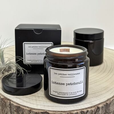 Intense patchouli scented glass jar candle