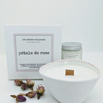 Rose petal scented porcelain candle