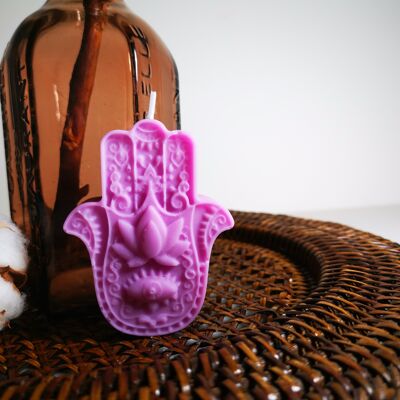Soy wax Hamsa hand candle | vegan & paraben-free candles | housewarming gift ideas | gift for her | spiritual handmade candles | Scented decorative candles- purple