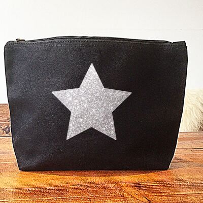 Black Organic Canvas Star Make Up Bag