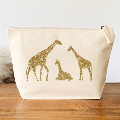 Natural Organic Canvas Giraffe Make Up Bag