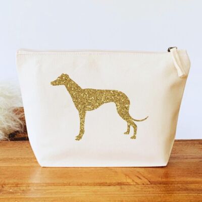 Natural Organic Canvas Greyhound Makeup Bag - Gold
