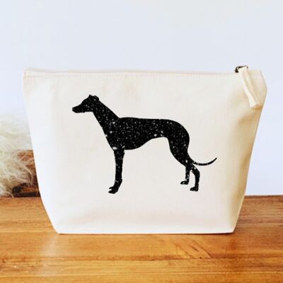 Natural Organic Canvas Greyhound Makeup Bag - Black