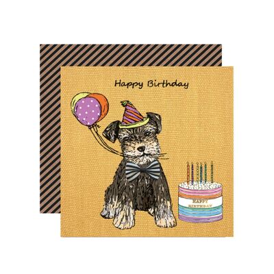 Handmade Schnauzer Dog Birthday Greetings Card