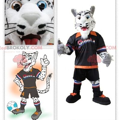 REDBROKOLY-Maskottchen, weißer und schwarzer Tiger mit seinem Fußballeranzug, REDBROKO__05