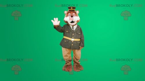 Brown bear REDBROKOLY mascot dressed in police uniform , REDBROKO__013