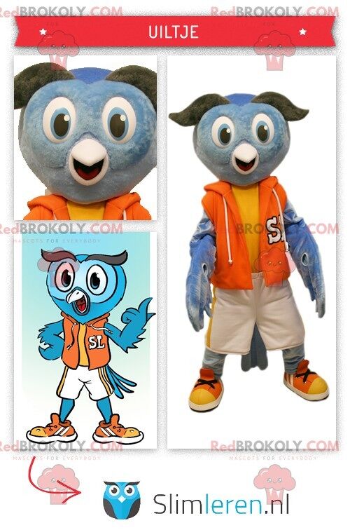 Owl REDBROKOLY mascot dressed in sportswear , REDBROKO__016