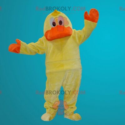 Gelbe und orange Ente REDBROKOLY Maskottchen, REDBROKO__039