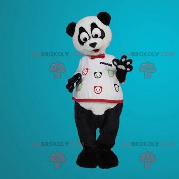 Mascotte de panda blanc et noir REDBROKOLY avec de grands yeux, REDBROKO__042