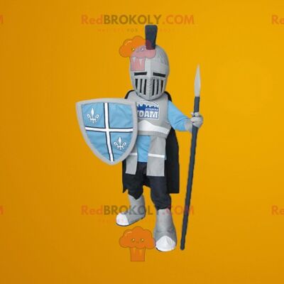 Knight REDBROKOLY mascot protected with a helmet and armor , REDBROKO__043